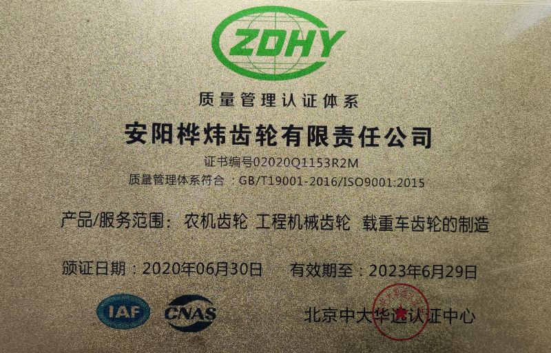 2020年質(zhì)量體系證書(shū)